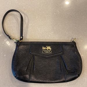Coach Small Purse Wristlet in Black and Gold Hardware